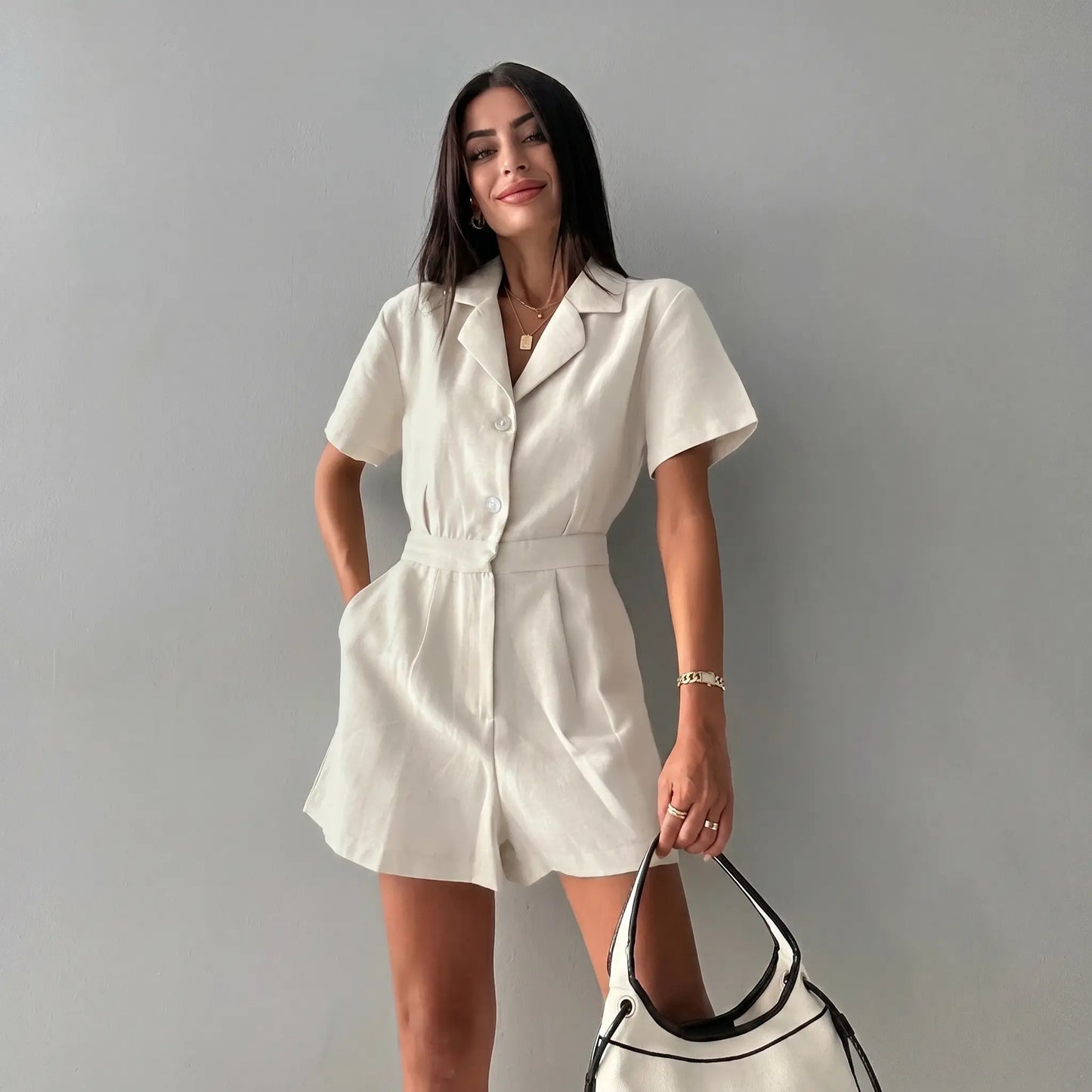 Azkari - Elegant Linen-Blend Jumpsuit