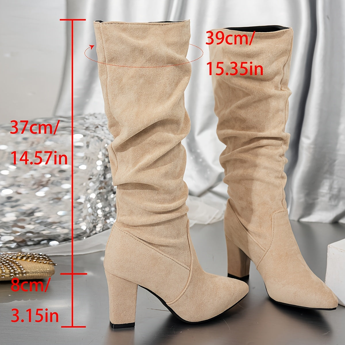 Slouch Knee-High Block Heel Boots