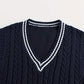 Cable-Knit V-Neck Sweater Vest