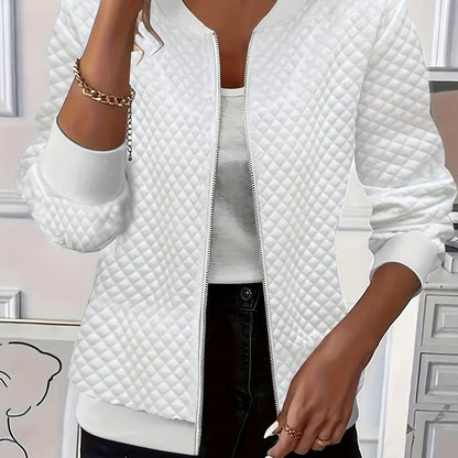 Quilted-Texture Baseball Jacket
