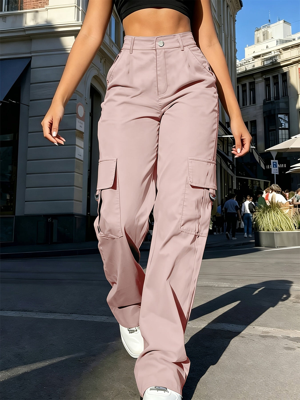 High-Waisted Wide-Leg Cargo Pants