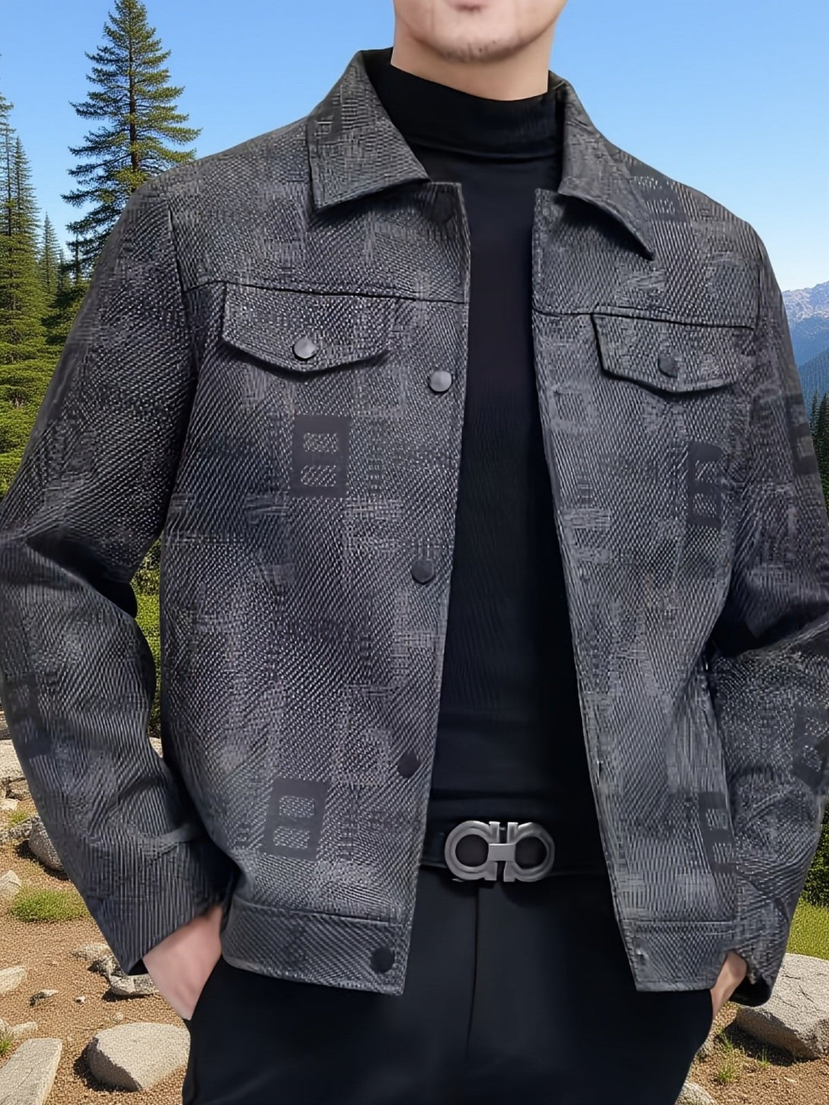 Patterned Trucker Jacket