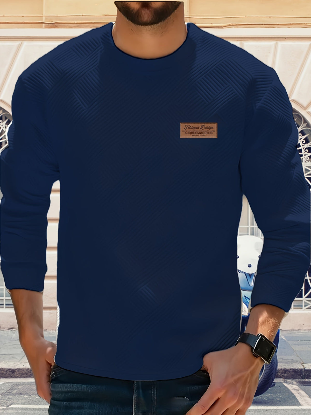 Textured Crew Neck Sweatshirt