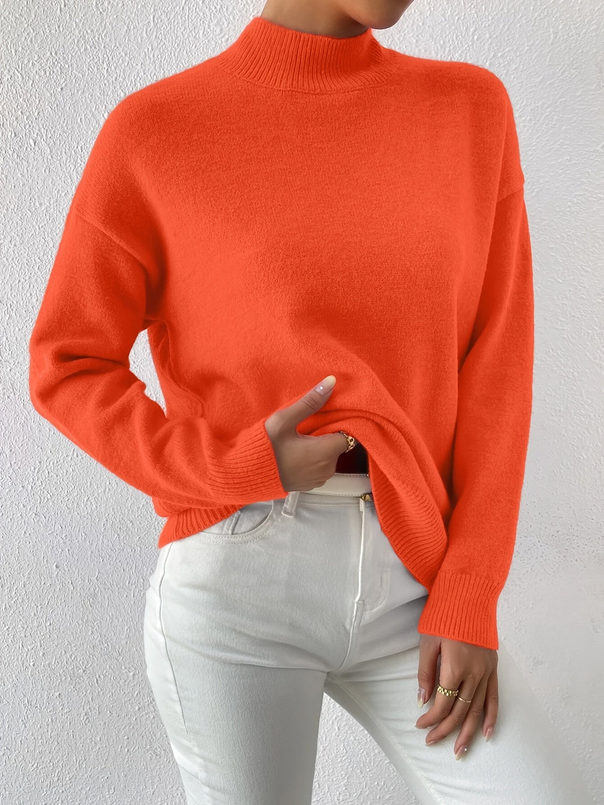 Mock Neck Relaxed Fit Sweater