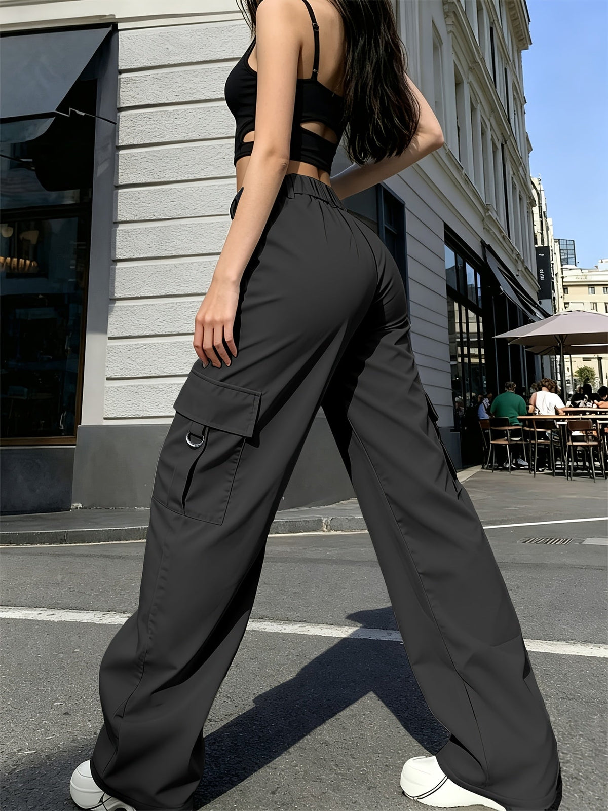 High-Waisted Wide-Leg Cargo Pants