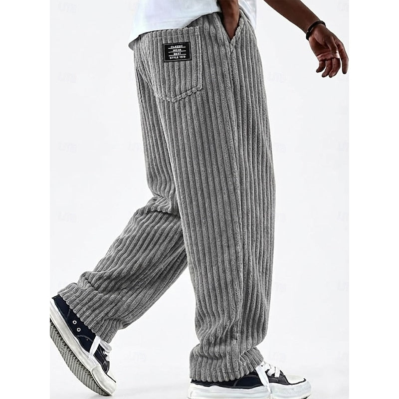 Ribbed Straight-Leg Pants