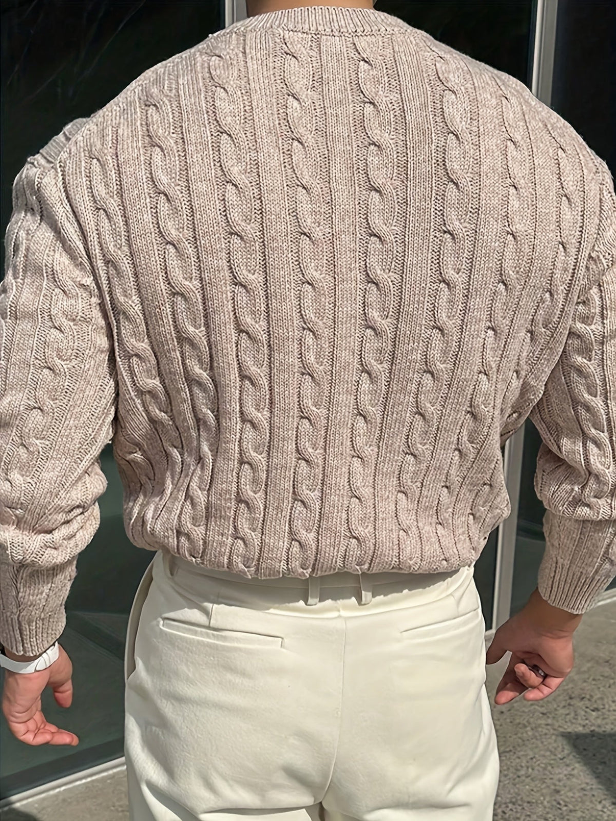 Cable Knit Crew Neck Sweater