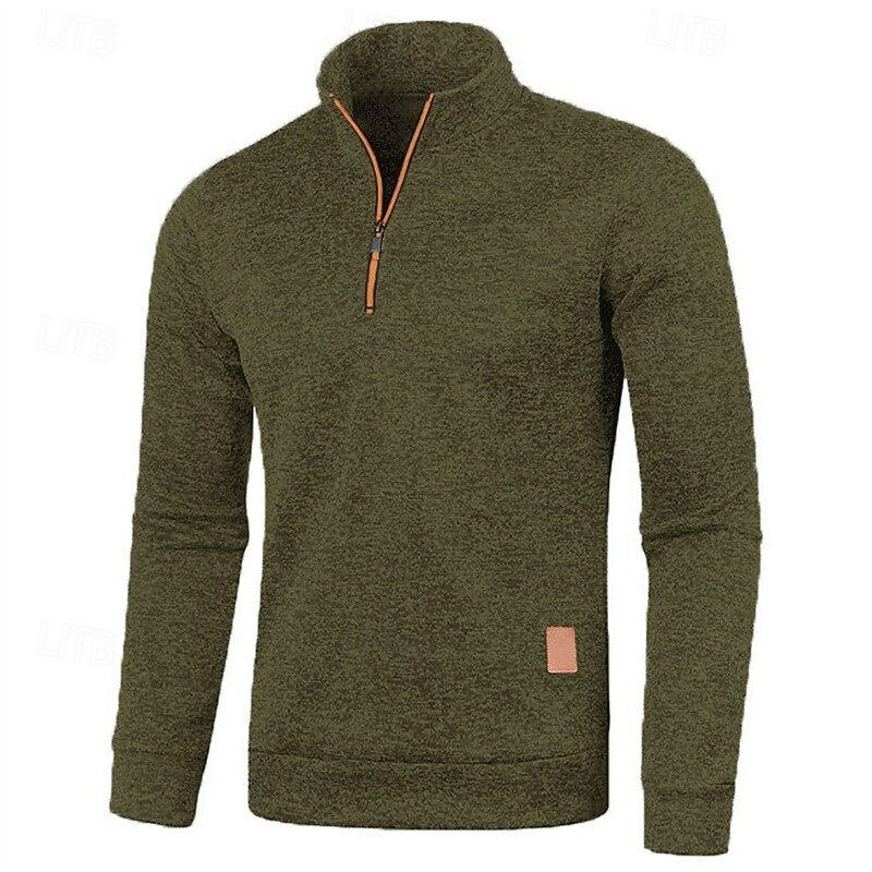 Quarter-Zip Textured Pullover Sweater