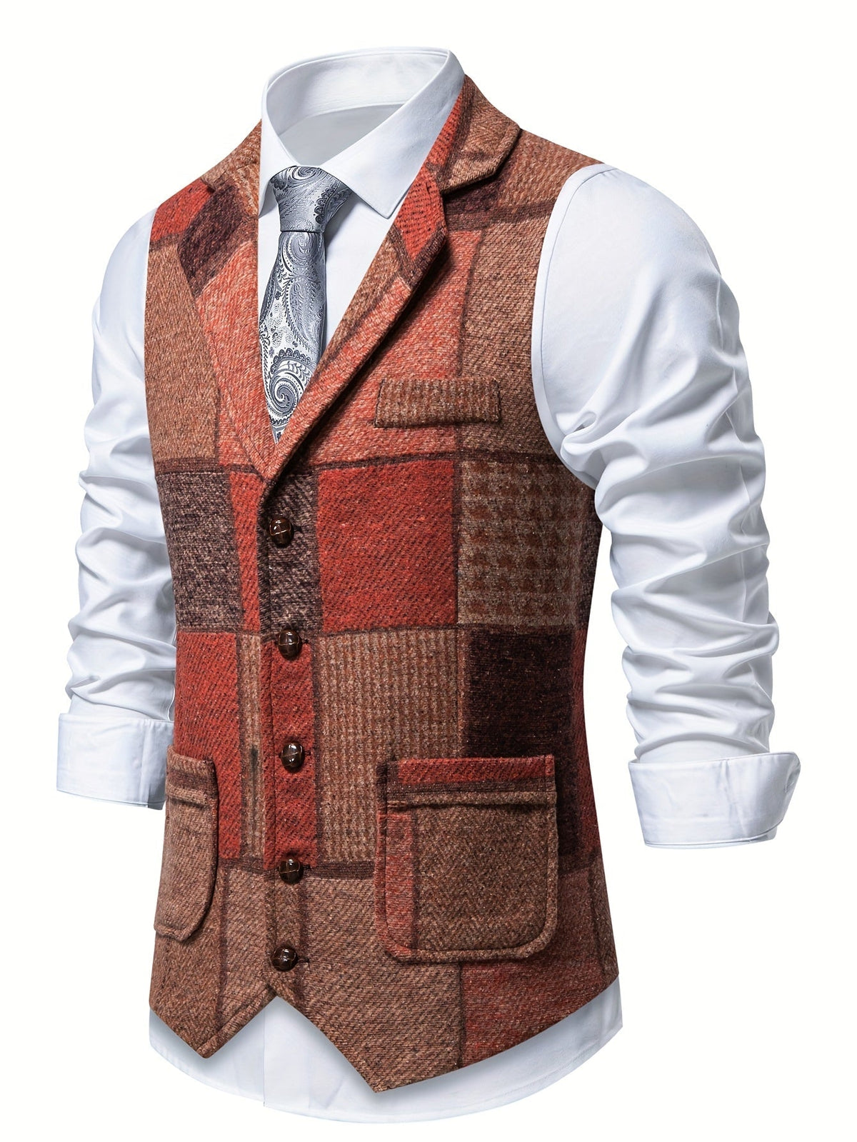 Patchwork Herringbone Waistcoat