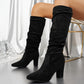 Slouch Knee-High Block Heel Boots