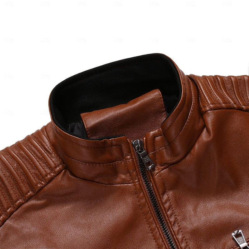 Classic Stand-Collar Biker Jacket