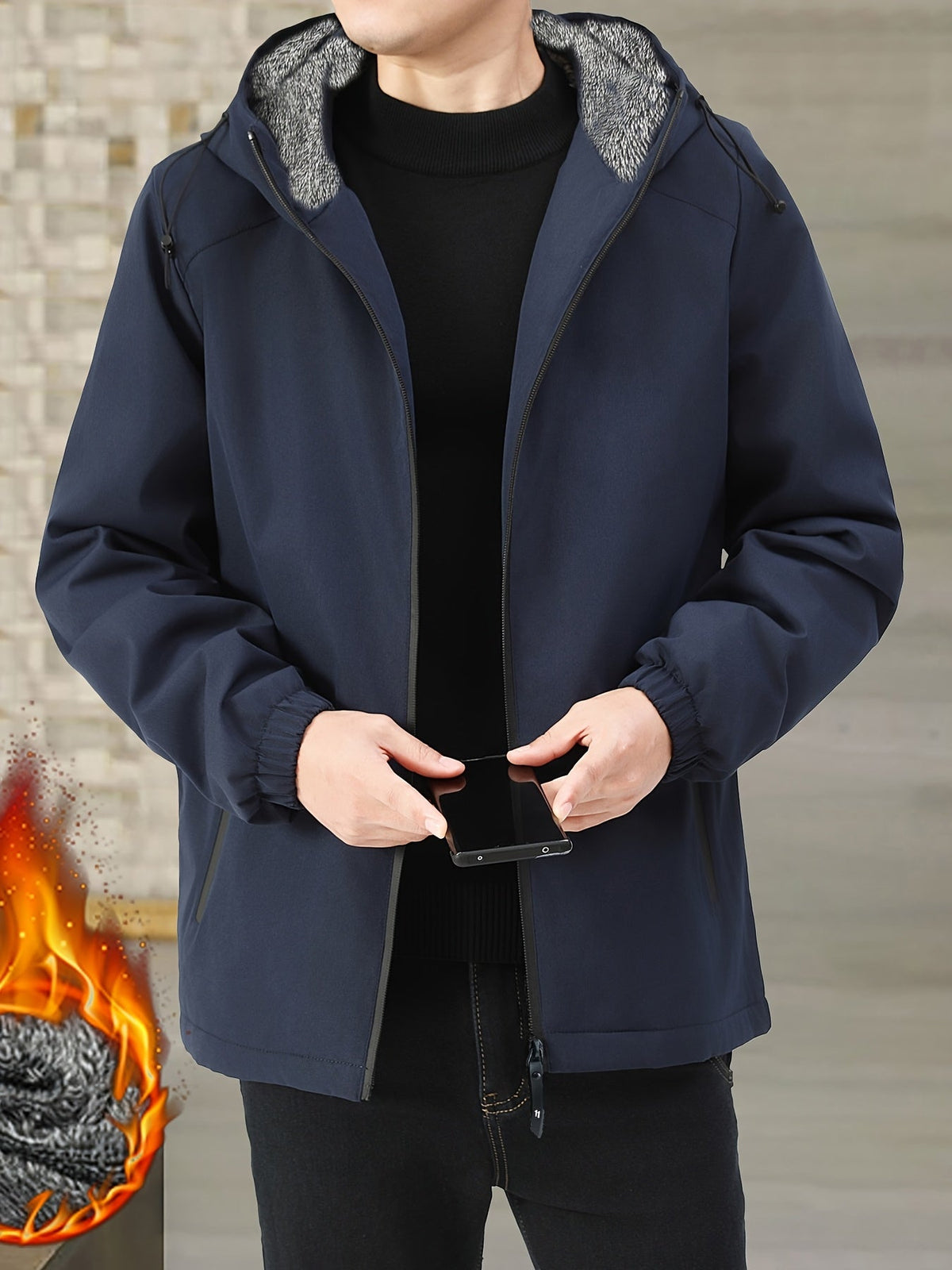 Fleece-Lined Hooded Jacket