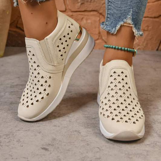 Quorin - Women's Wedge Sneakers Perforated Casual Shoes