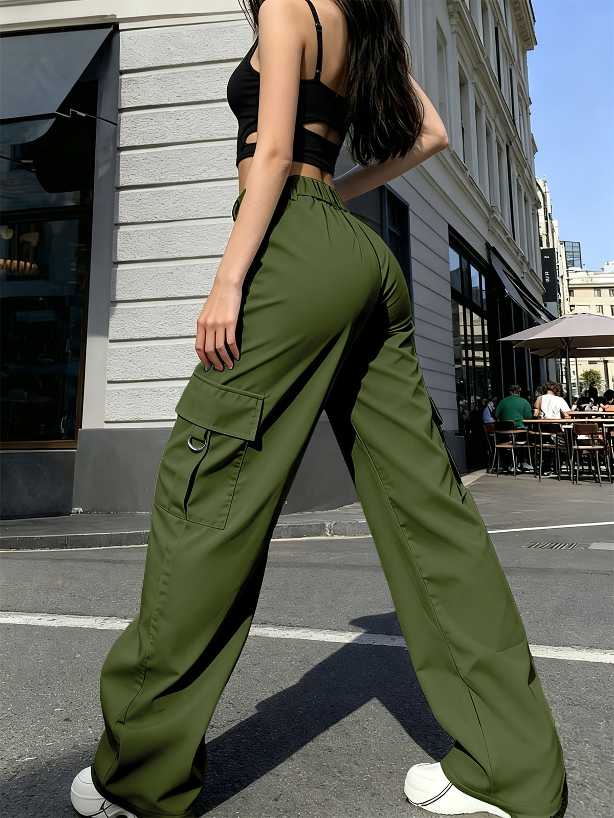 High-Waisted Wide-Leg Cargo Pants