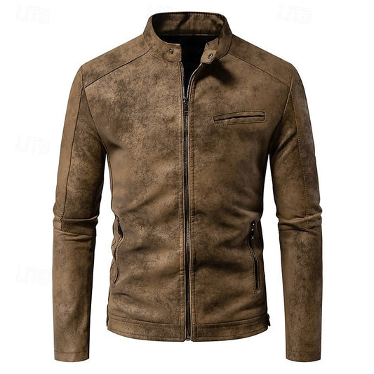 Classic Stand-Collar Biker Jacket