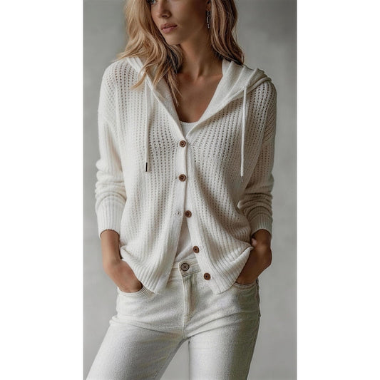Hooded Button-Front Cardigan