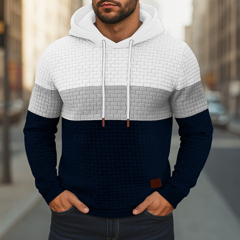 Color-Block Textured Hoodie