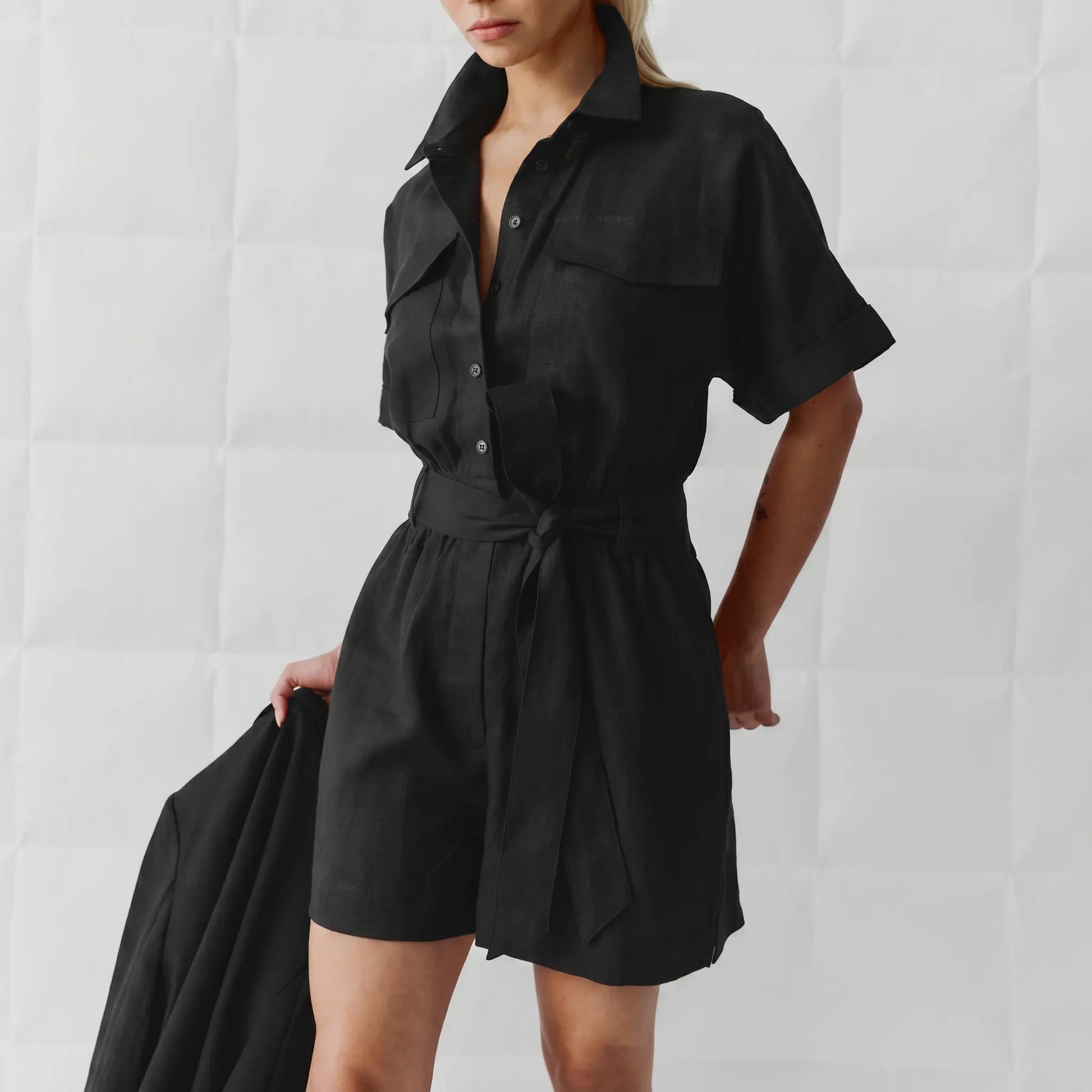 Kaelos - Utility Jumpsuit Cotton Linen Blend Bohemian Style