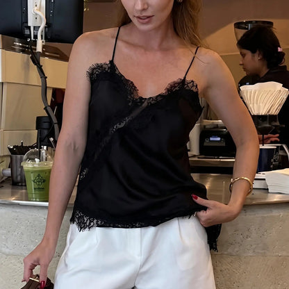 Yakamoz - Black Lace Camisole Top