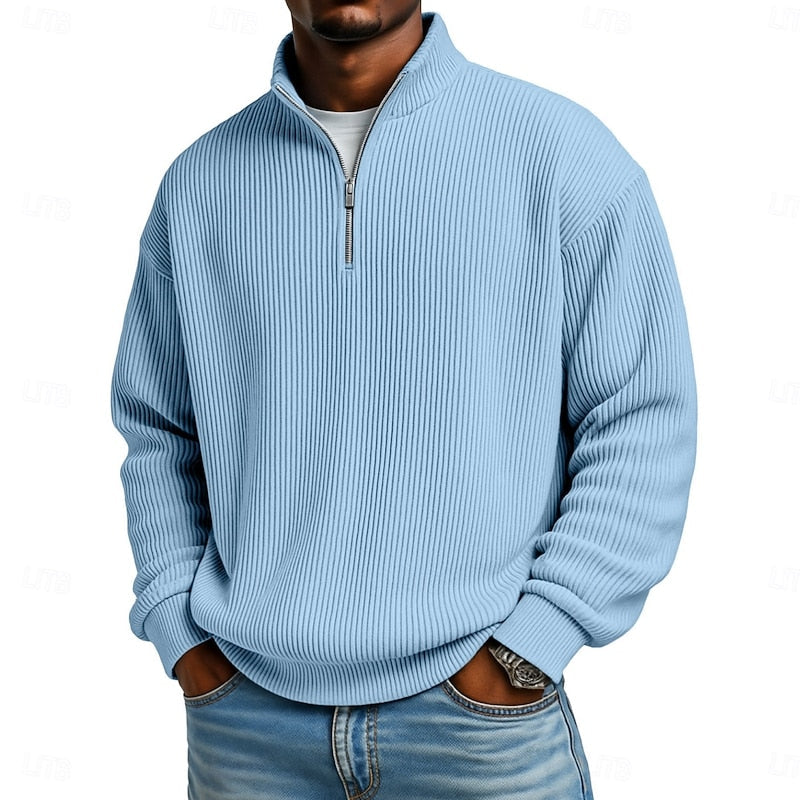 Ribbed Quarter-Zip Pullover