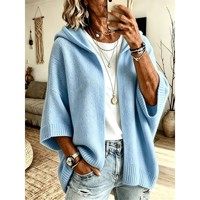 Hooded Open-Front Cardigan