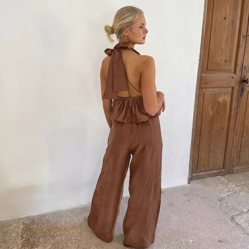 Zyneth - Linen Halter Two-Piece Set