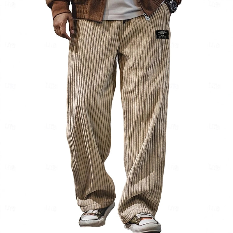 Relaxed Ribbed Wide-Leg Pants