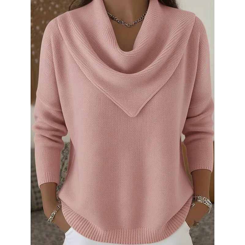 Cowl-Neck Knit Sweater