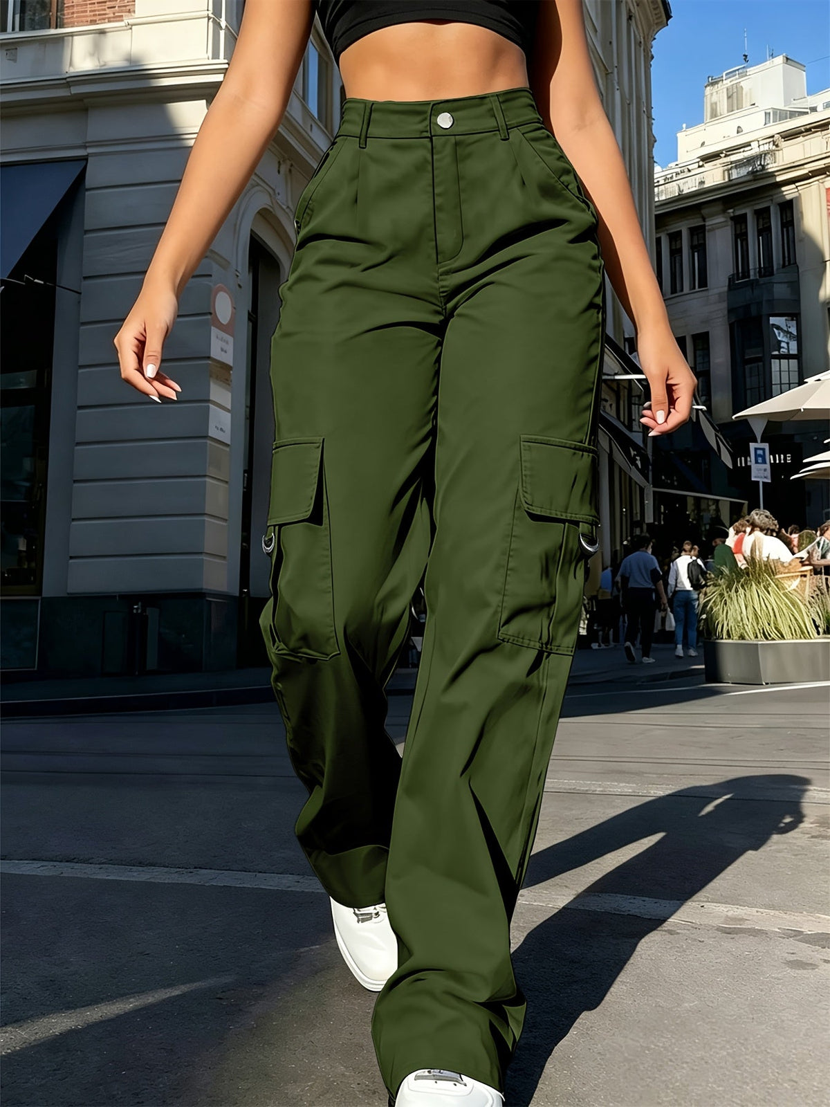 High-Waisted Wide-Leg Cargo Pants