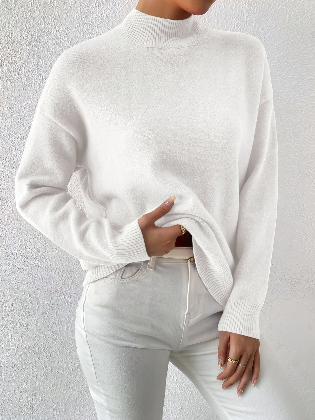 Mock Neck Relaxed Fit Sweater
