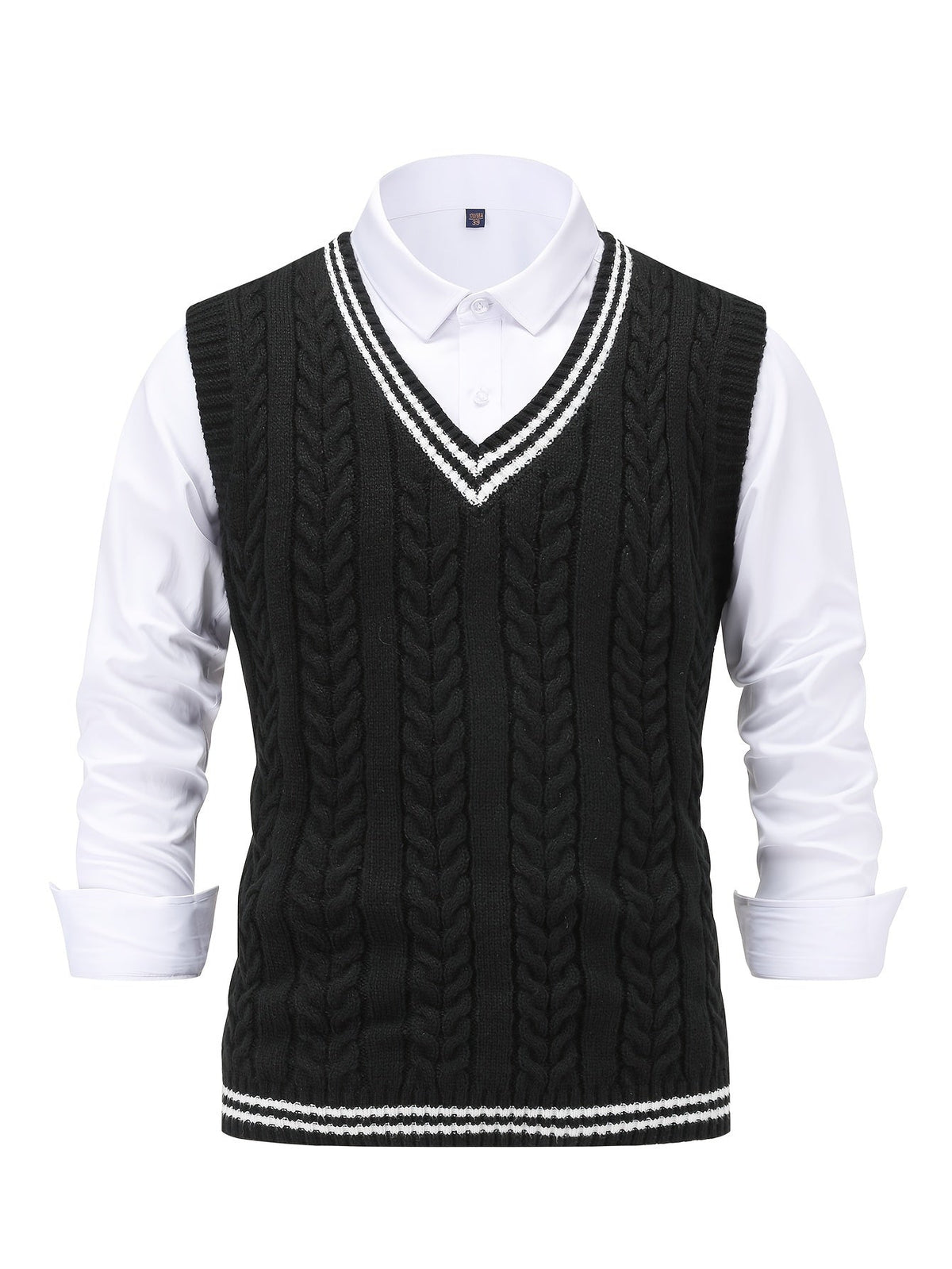 Cable-Knit V-Neck Sweater Vest