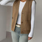Buttoned V-Neck Knit Vest