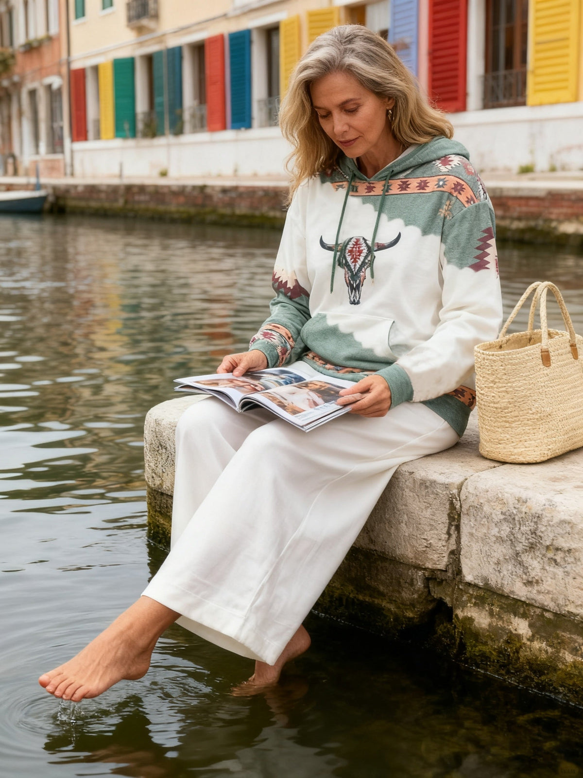 Western-Inspired Print Hoodie