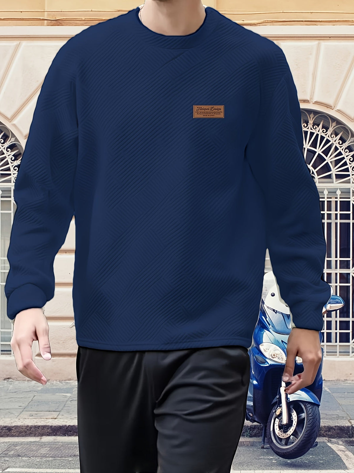 Textured Crew Neck Sweatshirt