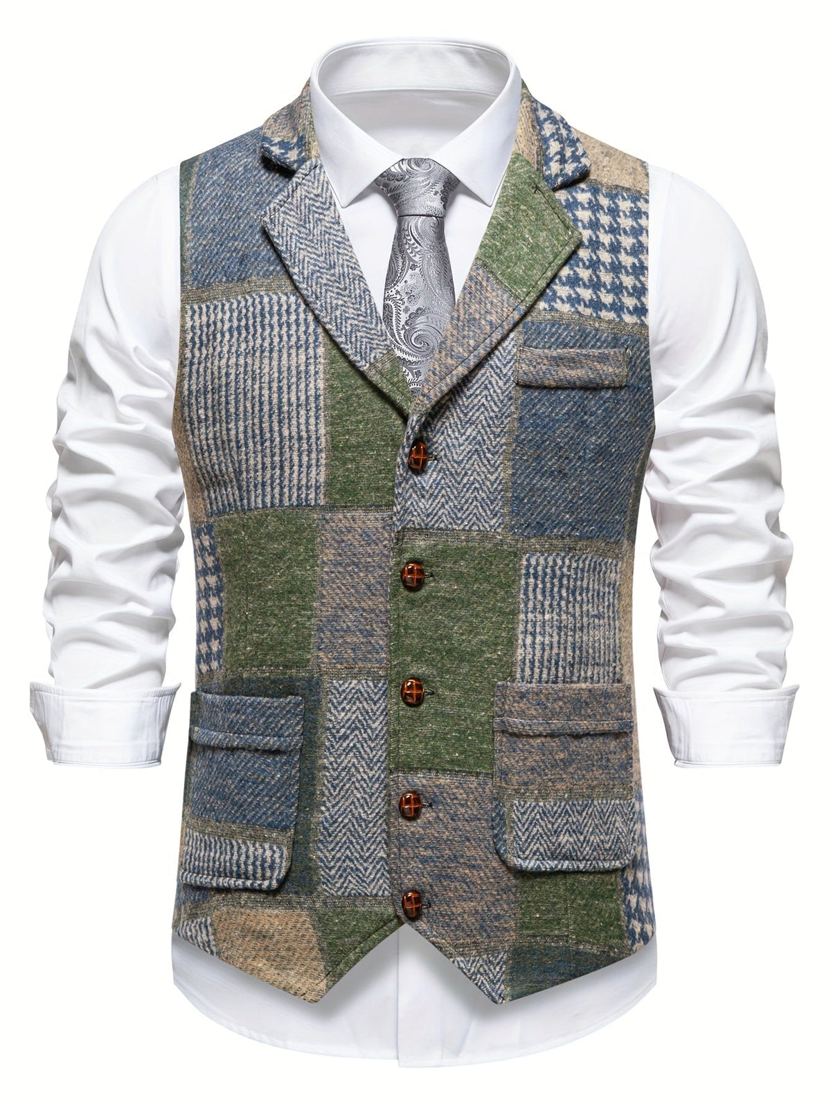 Patchwork Herringbone Waistcoat
