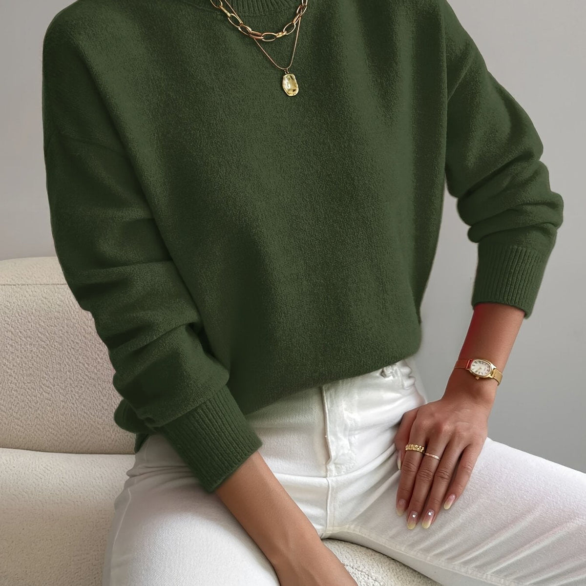 Mock Neck Relaxed Fit Sweater
