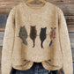 Cat-Print Knit Pullover