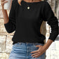 Openwork Sleeve Crew Neck Sweater