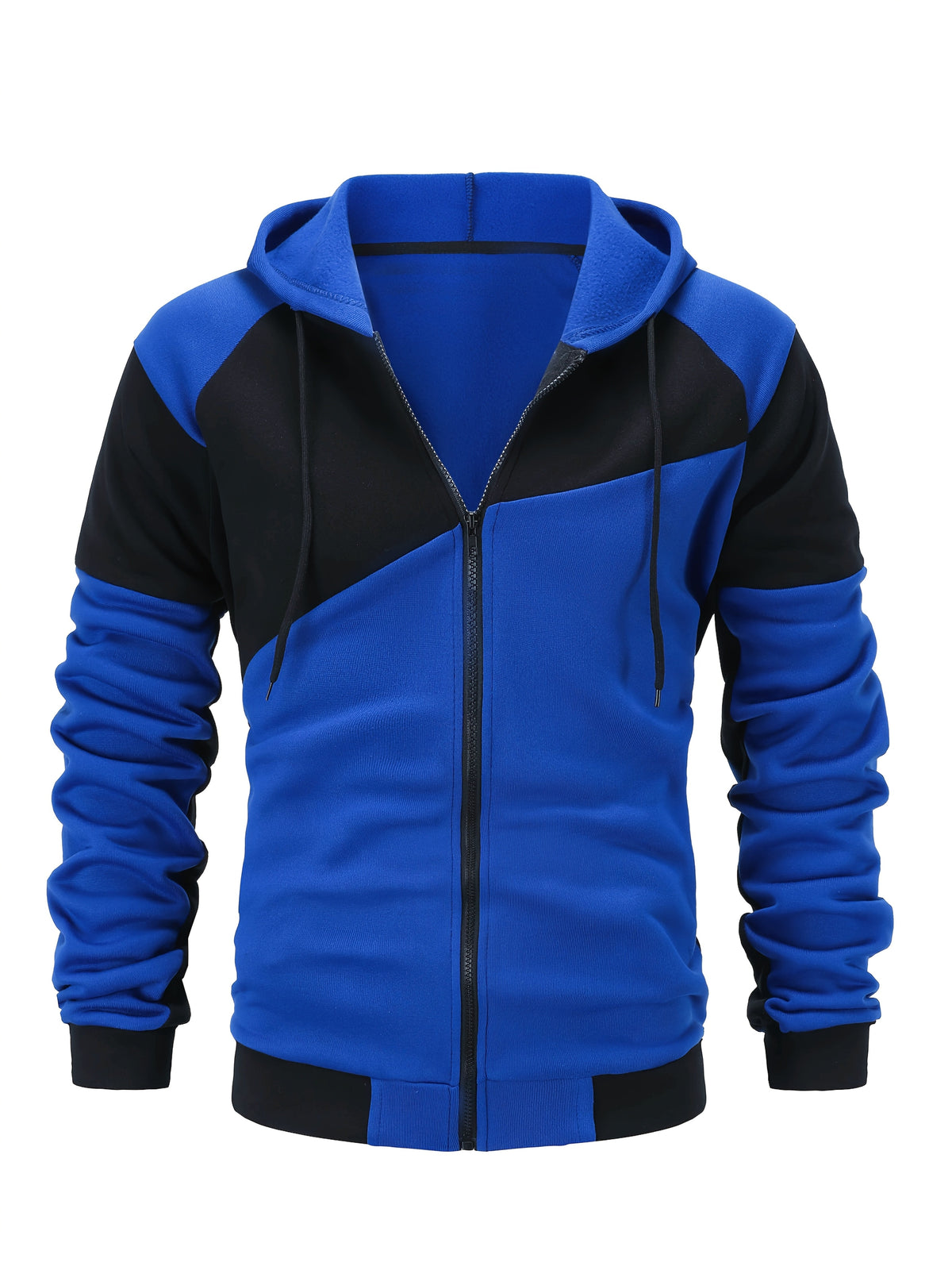 Color Block Zip-Up Hooded Jacket