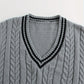 Cable-Knit V-Neck Sweater Vest