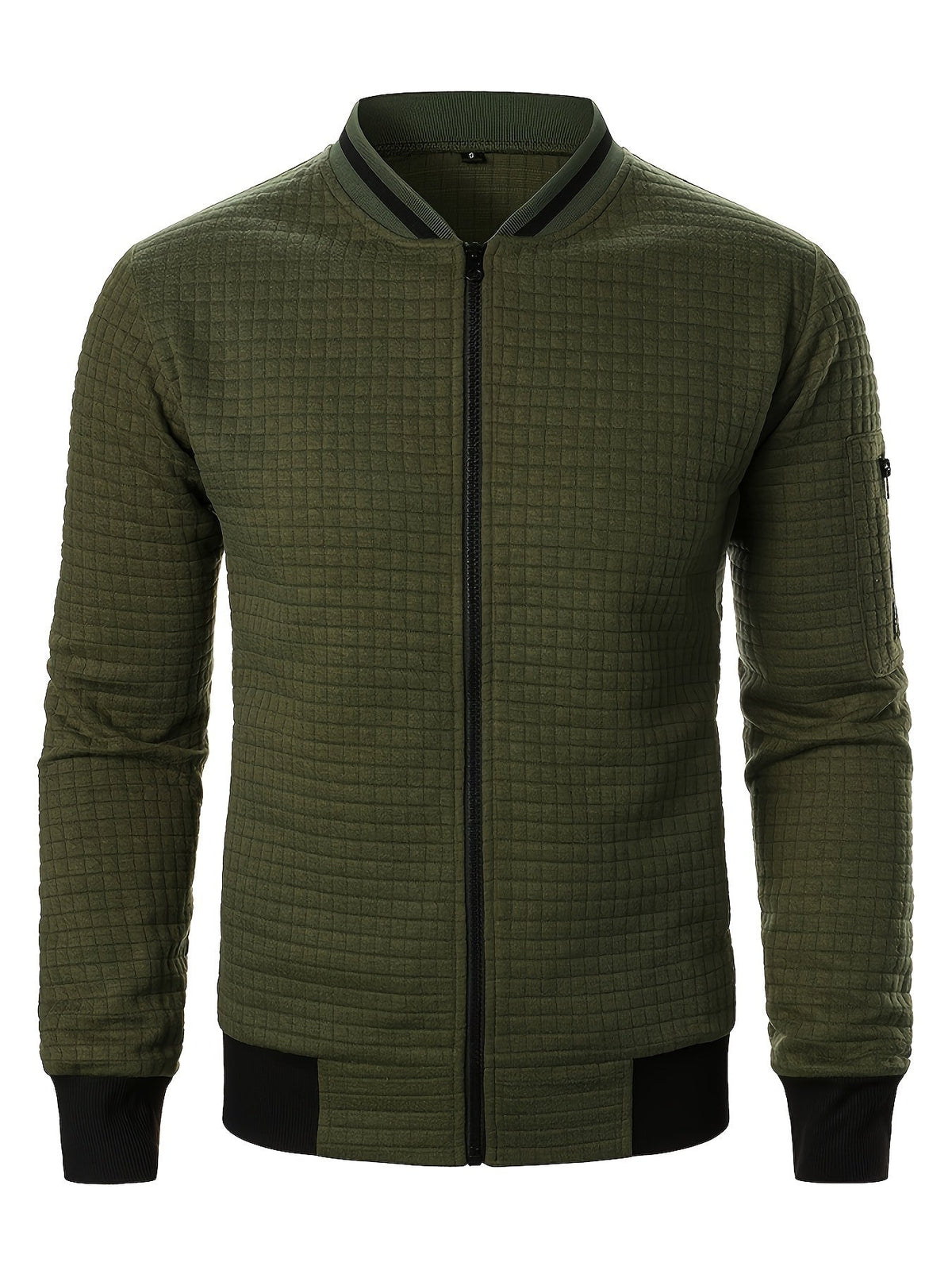 Textured Zip-Up Bomber Jacket