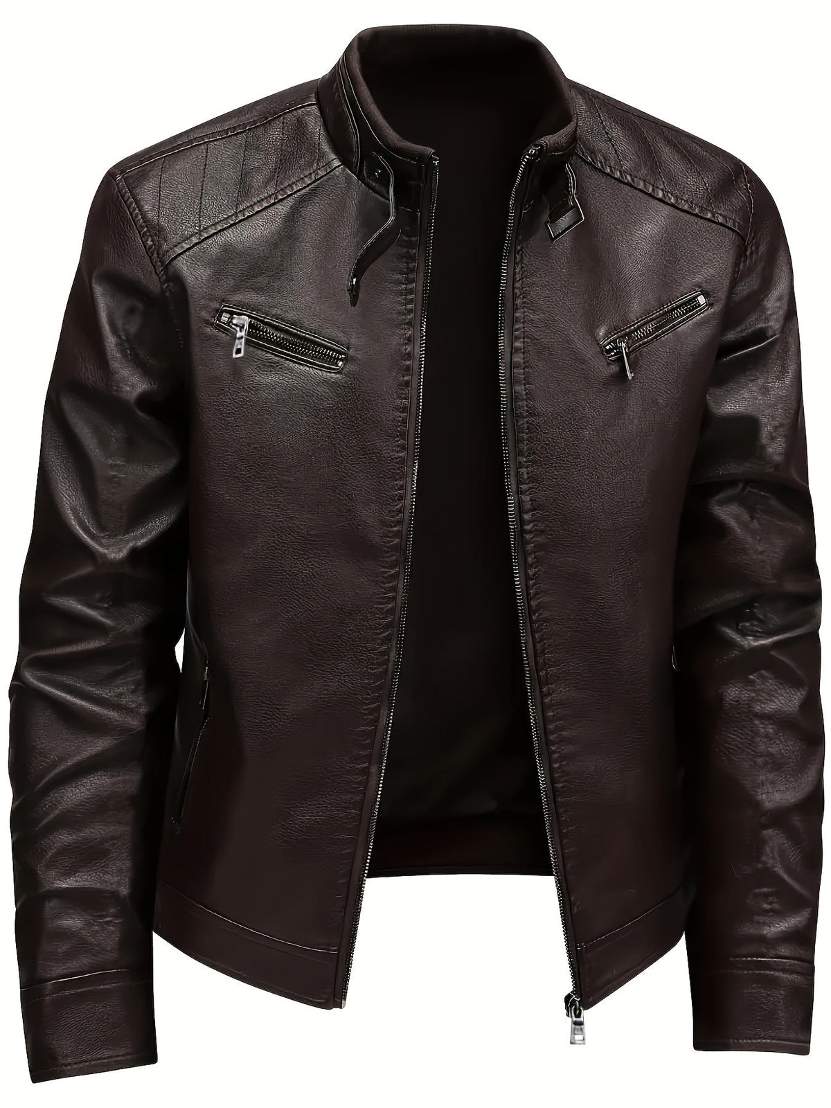 Classic Stand-Collar Moto Jacket