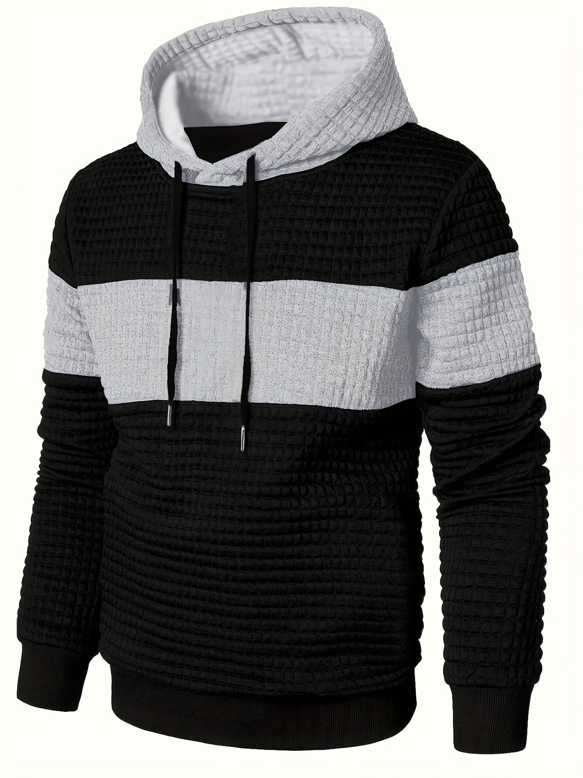 Textured Color-Block Hoodie