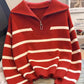 Striped Quarter-Zip Sweater