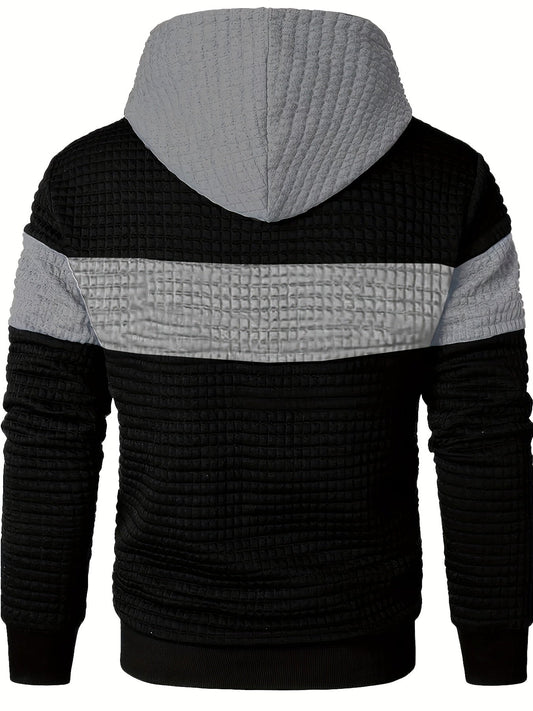 Textured Color-Block Hoodie