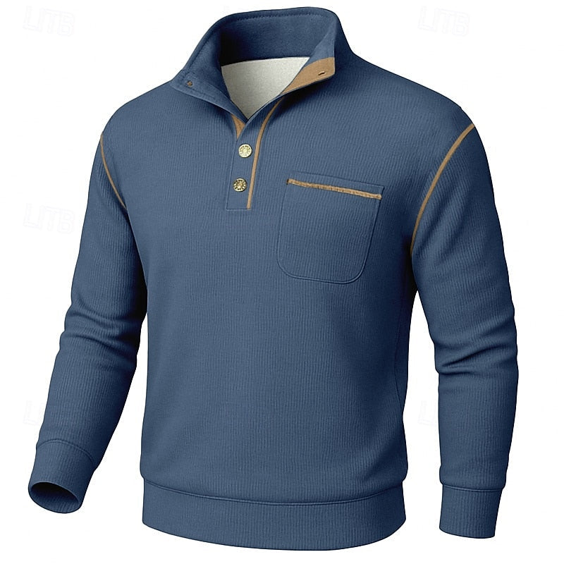 Textured Half-Button Pullover