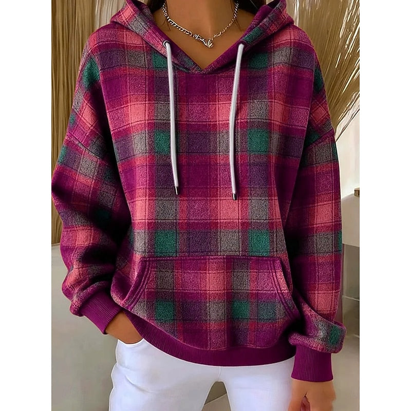 Checked Relaxed Hoodie