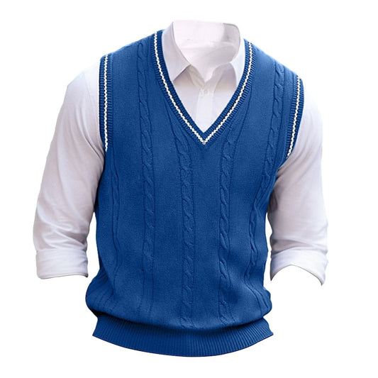 Cable-Knit V-Neck Sweater Vest