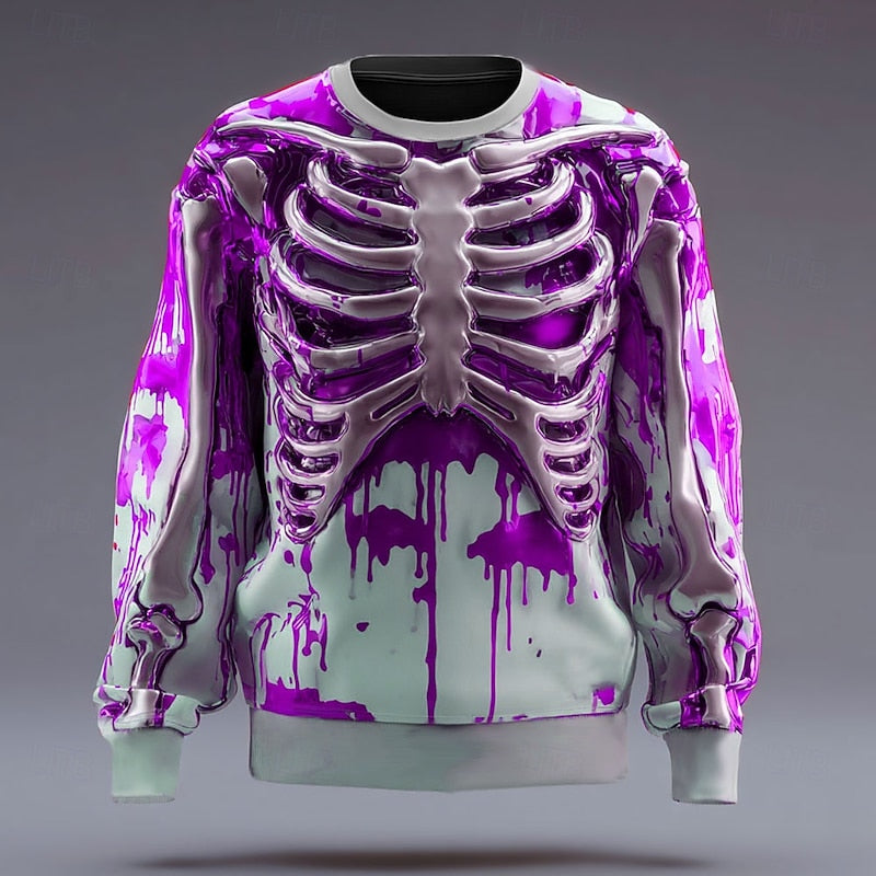 Skeleton Print Crew Neck Sweatshirt