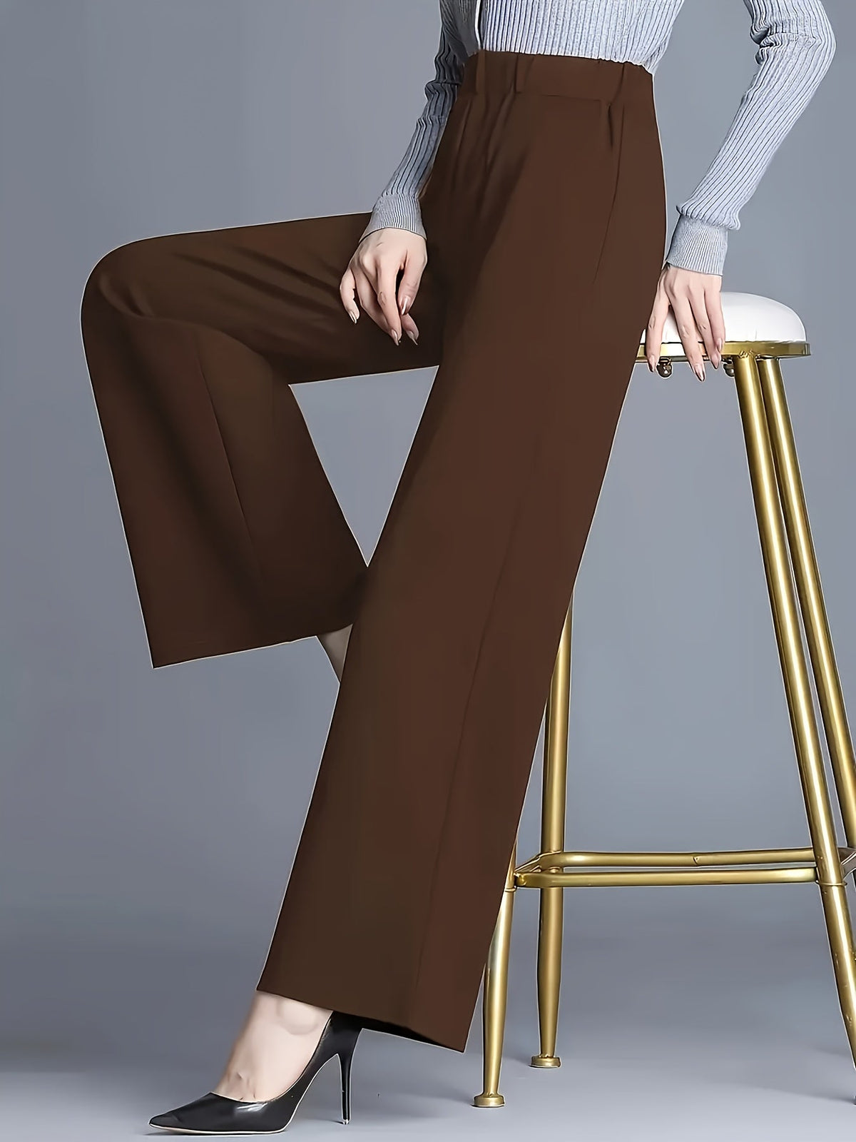 High-Waisted Wide-Leg Trousers